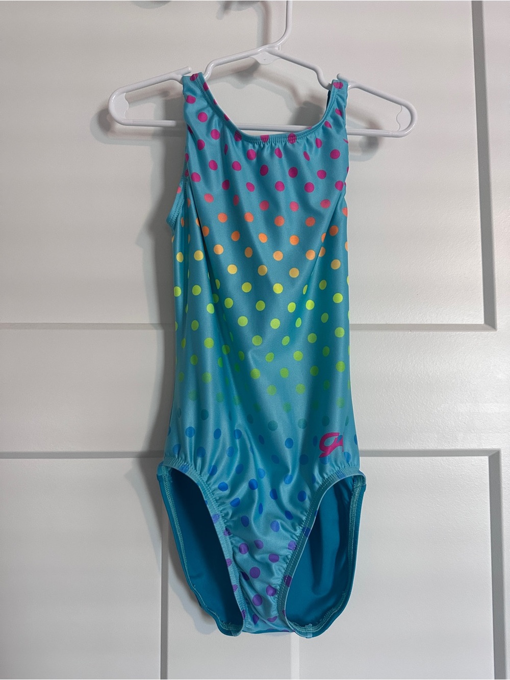Girls' Aqua Polka Dot Leotard